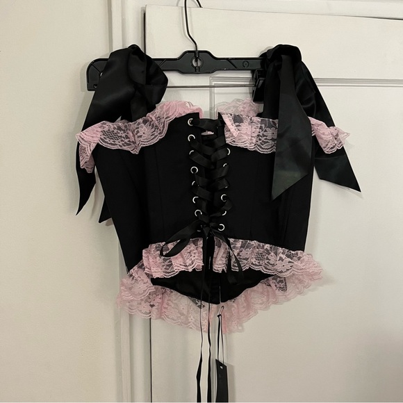 NWT - Widow x Dolls Kill Black & Pink THE CAKE TOPPER BUSTIER TOP - XL - Picture 3 of 11